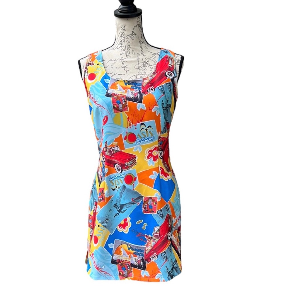 Vintage 90s RDS Graphic Print Mini fitted Dress made in USA size M